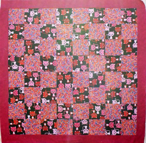 CUDDLE KITTY (Pink) QUILT KIT SIZE 36 ins x 36 ins