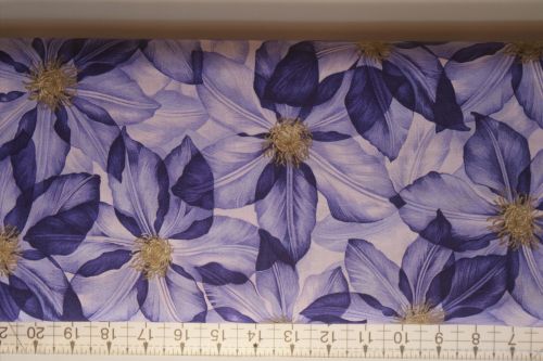 SUMMERS DAY LARGE VIOLET CLEMATIS FABRIC FREEDOM F902/2