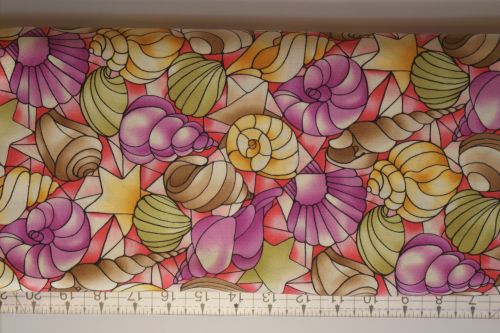 OCEAN WAVES PINK PASTEL SHELLS FABRIC FREEDOM F915/6